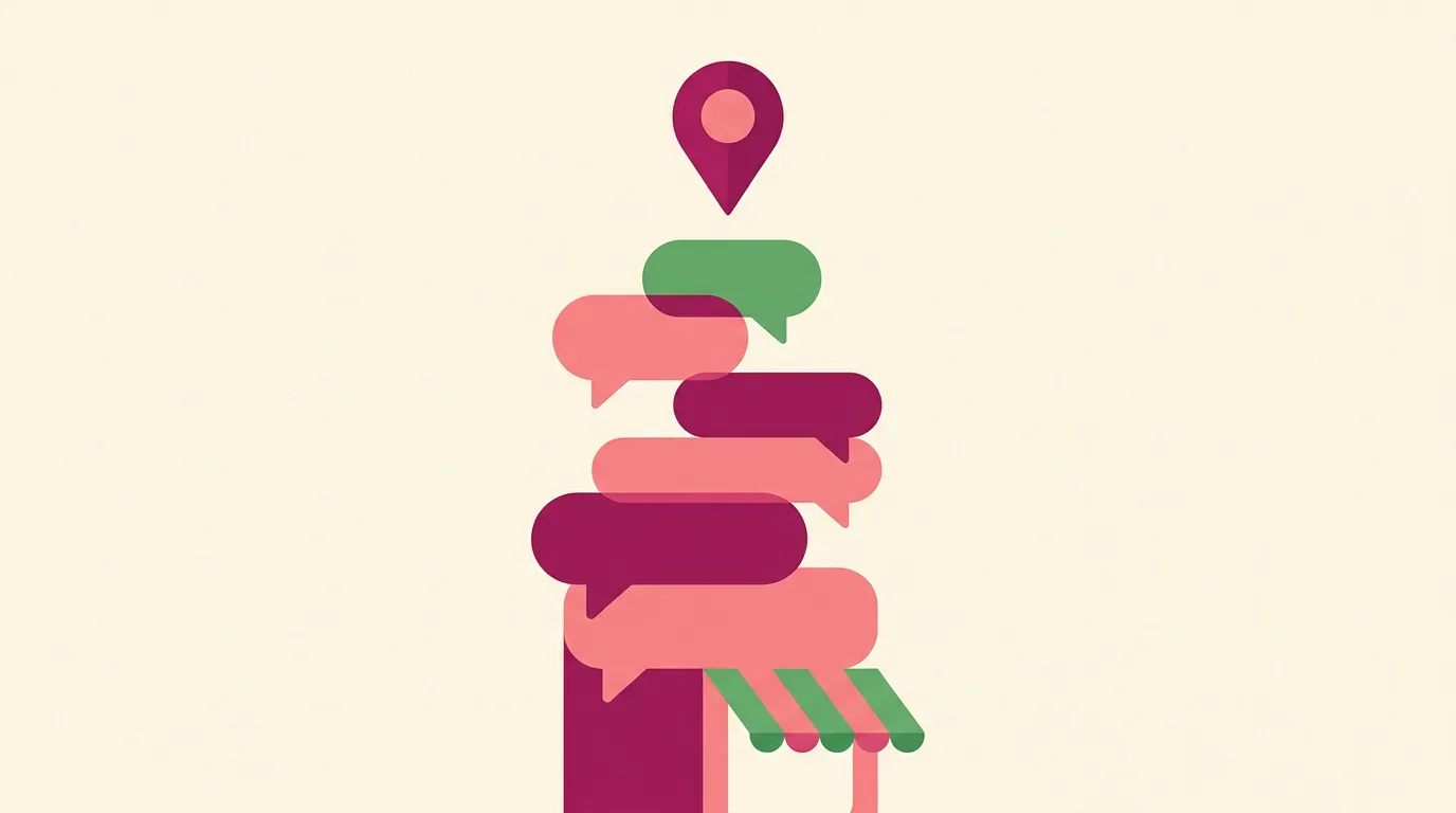 A Facebook page post whose public comments feed a draw, with a location pin marking a local audience