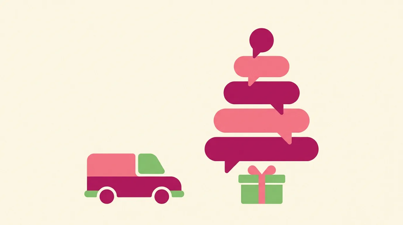 Un sorteo navideño armado con comentarios y un premio envuelto, con la fecha de entrega a la vista